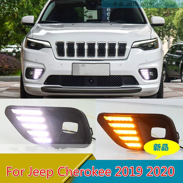 

csgjmy 1set led daytime running light for cherokee 2019 2020 car accessories waterproof abs 12v drl fog lamp decoration