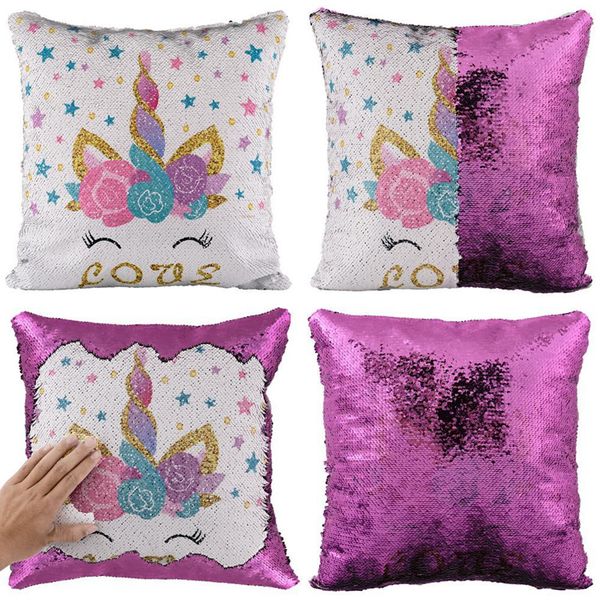 

единорог украшения блесток наволочка диван двухцветный наволочка 40 * 40 см мода автомобиль бросок наволочка русалка наволочка домашний деко