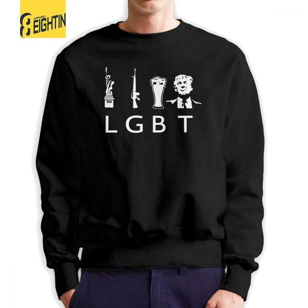 

liberty guns beer trump funny men's pullovers 100% organic cotton leisure sweatshirts crew neck apparel printing hoodies, Black