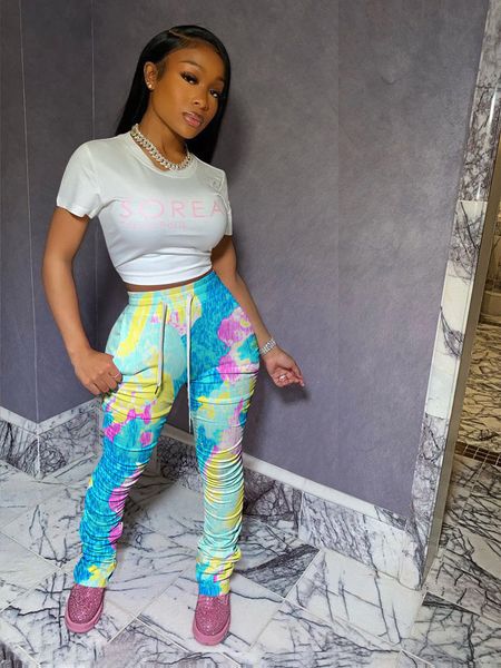 

fashion womens designer pants multi color print pencil pants skinny full length trousers ladies clothing, Black;white