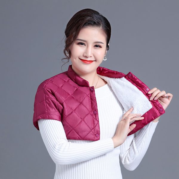 

winter women thicken quilted bolero vests fleece plush liner weskit woman lightweight shoulder padded short waistcoat black red, Black;white