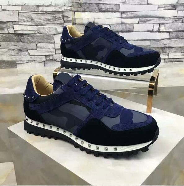 

original box] 2019 luxury designer rock stud sneaker shoes women,men casual shoes rock runner trainer party wedding shoes s01, Black