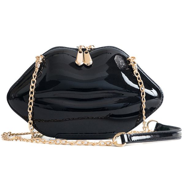 

2020 fashion women patent leather red lips clutch bag ladies chain shoulder bag handbags evening lips shape purse