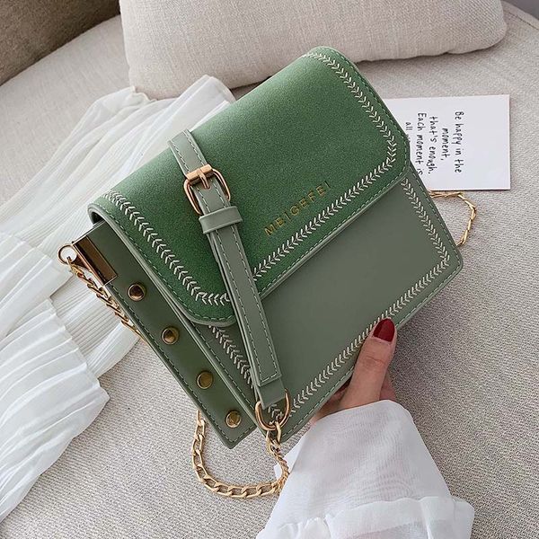 

scrub leather crossbody bags for women 2019 contrast color fall shoulder messenger bag female rivet purses and handbag