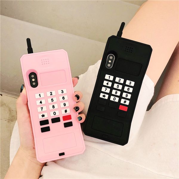 

retro 3d cellular phone soft silicon cover for iphone 11 pro xs max xr case full protection coque for iphone 7 8 6 6s plus 8plus case