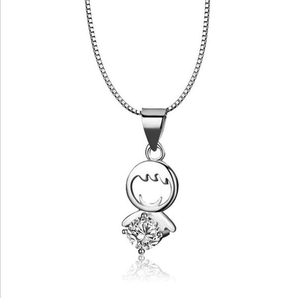 

cute kid zircon pendant necklace for women jewelry vintage 925 sterling silver necklace lady princess anniversary accessories