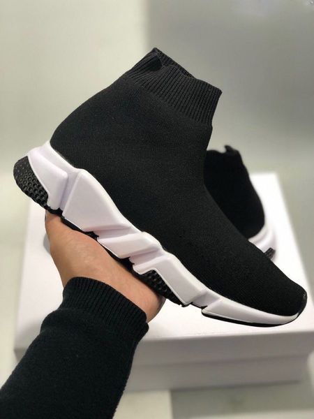 

2019 paris triple s casual shoes fashion brand designer sock shoes speed trainer black red triple black socks sneakers