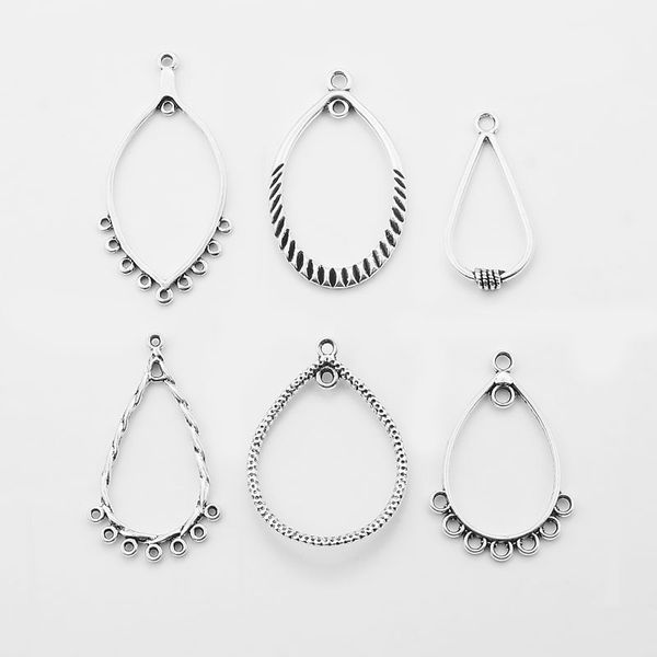 

20pcs antique silver charms water drop drip open pendant connector for dangle earring jewelry making parts material, Bronze;silver