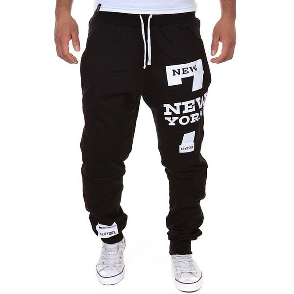 

pantalons pour hommes pantalons de jeunesse nouveau décontracté ample élastique explosion pantalons de sport figure 7 impression, Black