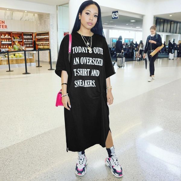 

w8044 casual dresses women dress printed english letter loose size european and american dresses night club clothes 2019, Black;gray