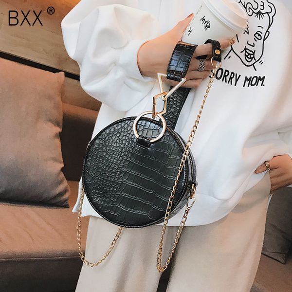 

bxx] women's single shoulder crossbody bag all-match flap 2020 fashion tide crocodile grain portable circle package hg736
