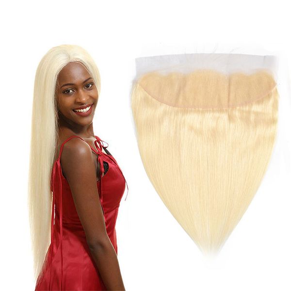 

brazilian virgin hair 13x4 lace frontal straight human hair 613# pre plucked with baby hairs ear to ears 13*4 closure 12-24 inch, Black;brown