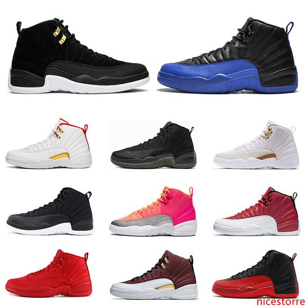 

new mens 12s basketball shoes game royal reverse taxi punch nylon gym red 12 flu game taxi sports sneaker trainers size 7-13
