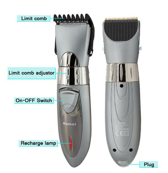 

kemei cordless hair clipper waterproof cutting machine rechargeable electric trimmer with limit cimbs 100-240v 35d 10 professional hair