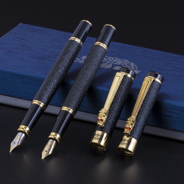 

luxurious high-end gift matte black chinese golden dragon iraurita gift fountain pen