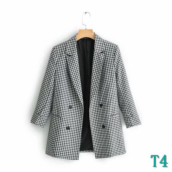 

designer women's suits medium length women winter coats retro fashion black and white plaid coat wholesalet4, White;black