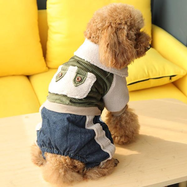 

autumn and winter new dog clothes thick corduroy casual wear pet jacket teddy bomei small dog autumn winter