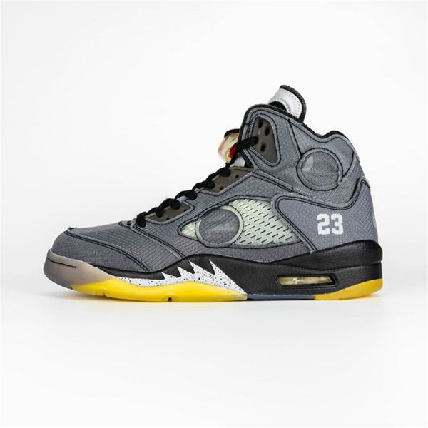 

new authentic off air 5 high og retro 23 white black muslin fire red basketball shoes man 3m 30th sneakers ct8480-001 with original box, White;red