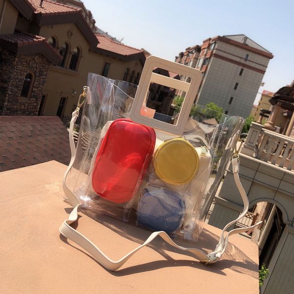 

four piece bag transparent bag fashion colorful handbags bags women new pvc clear bags