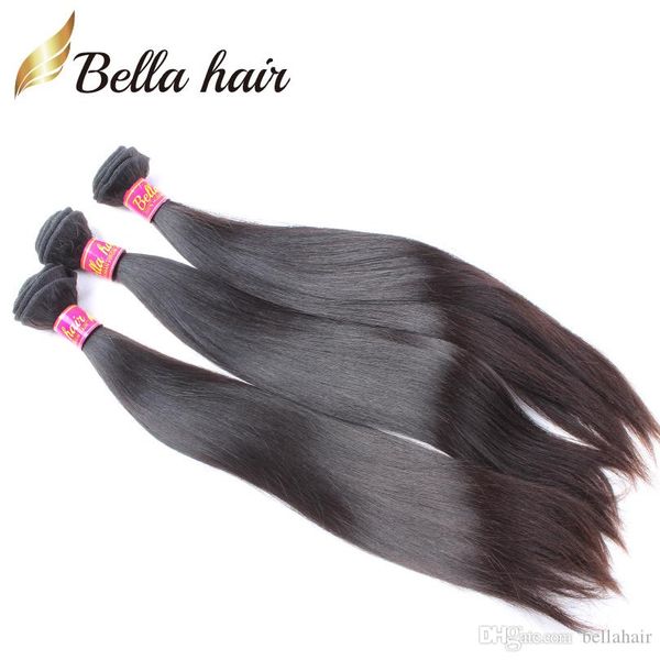 Fasci di capelli vergini peruviani Capelli lisci Tesse 1or2or3or4pcs / lot Trame di capelli umani Testa piena Bellahair