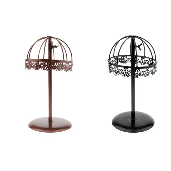 

2pcs vintage design metal hat rack cap wig holder standing display stand adjustable