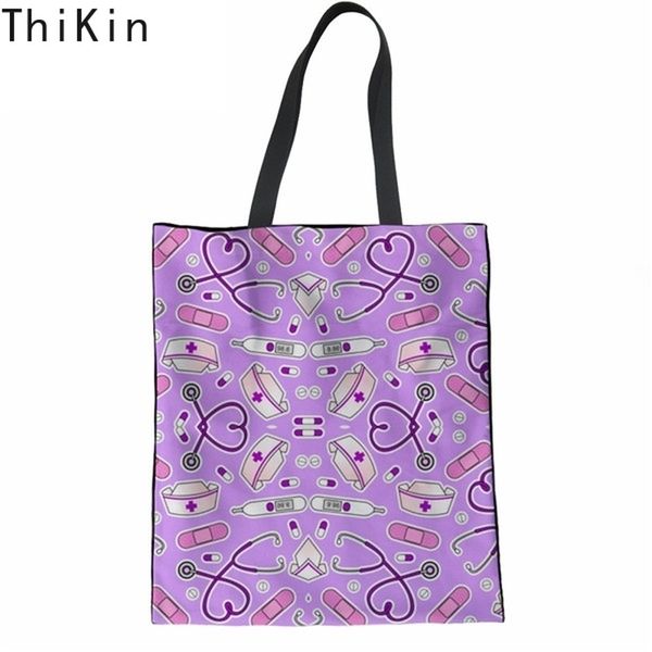 

thikin cute cartoon nursing printing woman cloth shopping tote bags fashion female travel reusable eco bags friendly cotton bag