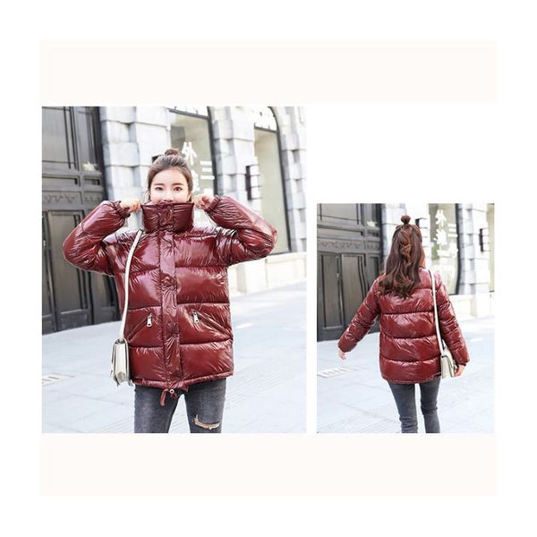 

women designer down coat 2020 winter fashion solid color bright surface outerwear womens luxury fashion parkas down coat new ng, Black