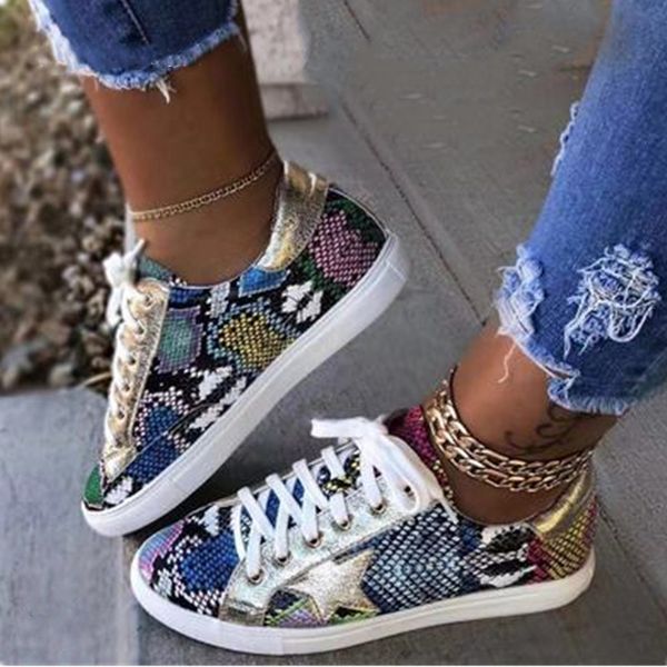 

fashion women walking shoes female sneakers leopard pu leather vulcanized shoes flat platform ladies outdoor footwear size 38-43, Black