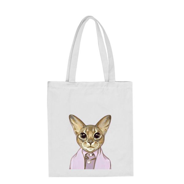 

canvas printing cute cat women shoulder shopping bag tote large capacity package crossbody bags handbag foldable lady crossbody