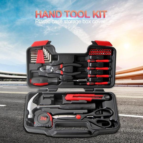 

39pcs household tool kit screwdriver pliers wrench scissors horn hammer