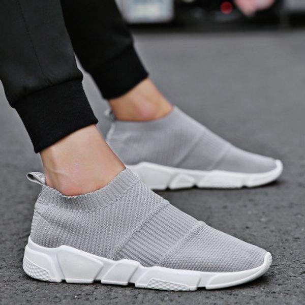 

sneakers breathable socks men casual 2019 man fashion white shoes loafers comfortable mesh light slip-on flat shoes black fomjr