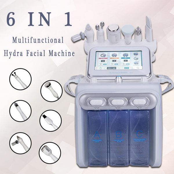 

6 in 1 hydra dermabrasion h2-o2 aqua peel rf bio-lifting spa facial hydro water microdermabrasion facial machine cold hammer oxygen spray ce