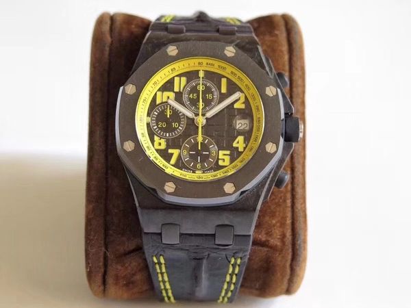

26176 bumblehorse montre 3126 mechanical timing movement watches carbon fiber base + ceramic ring + titanium alloy designer watche, Slivery;brown