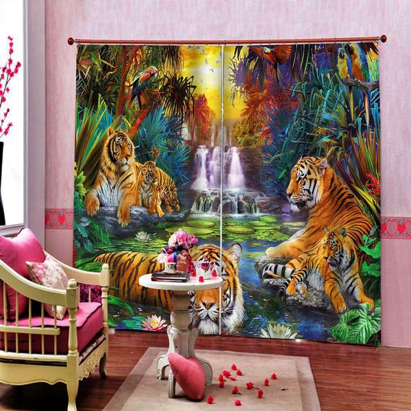 

customized 3d curtains natural scenery for living room children's room tiger curtain decor