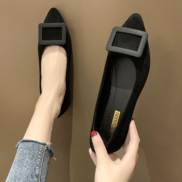 

2020 flat shoes woman loafers women boat shoes party wedding dress soft bottom pointed striking design style w33-36, Black