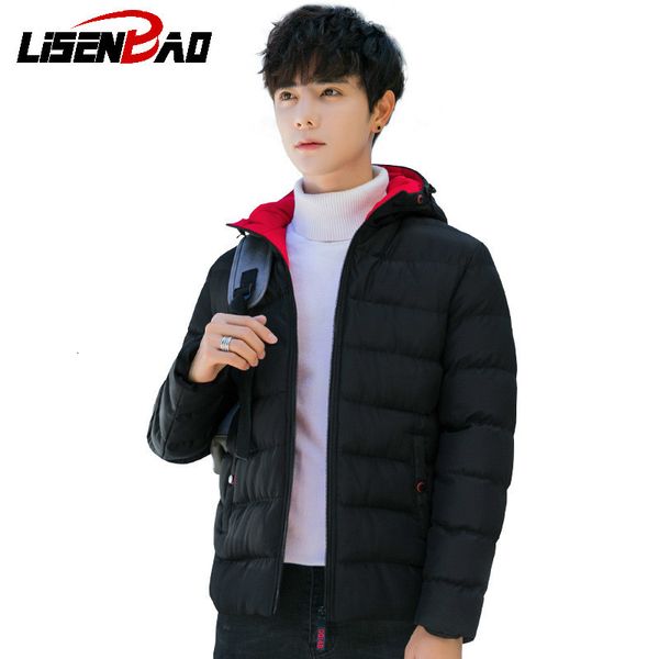 

lisenbao 2018 new arrivals men's winter warm parkas cotton man jacket hombre coat jackets and men parka overcoat outerwear coats, Black