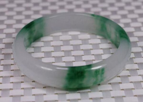 

muy bien natural raro verde blanco jade brazalete de pulsera de piedra, Black