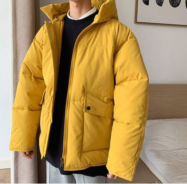 

hcbless winter men's down jacket coat loose large size couple men's cotton coat heavy tooling cotton jacket, Black