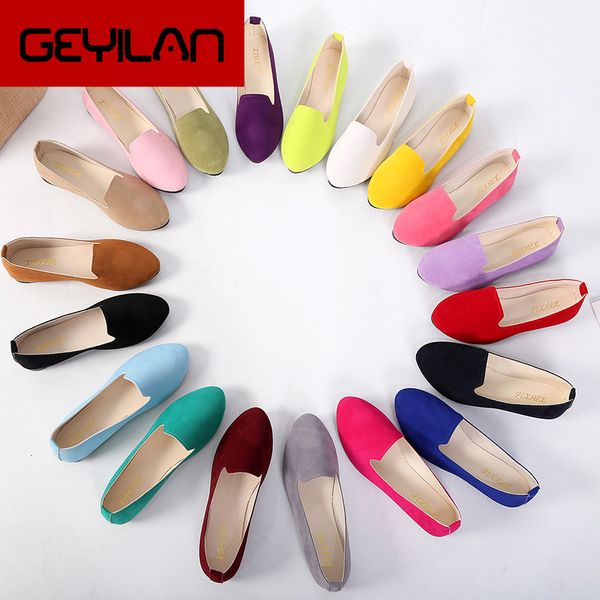 

plus size 35-43 shallow woman shoes candy color women flats black slip on flat shoes female single big size ballet flats a