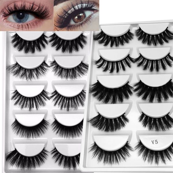 

new 3/5 pairs multi pack 3d soft mink hair false eyelashes wispy fluffy long lashes natural eye makeup faux eyelashes extension