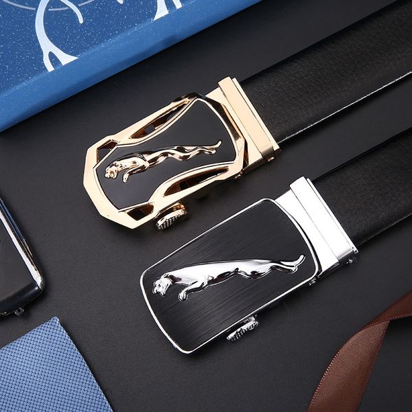 

genuine leather men's business young and middle-aged leisure soft leather edge automatic buckle belt belt, Black;brown