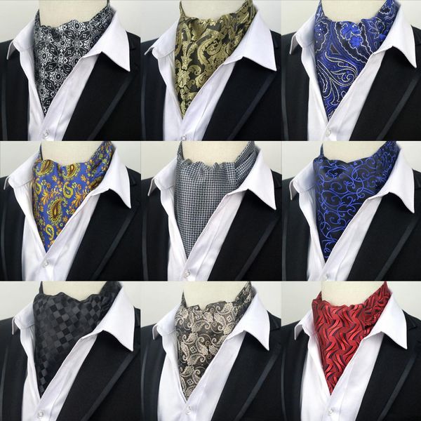 

67 colors fashion men dot floral stripe paisley formal cravat ascot tie gentleman man self tied polyester silk neckties wedding, Blue;purple
