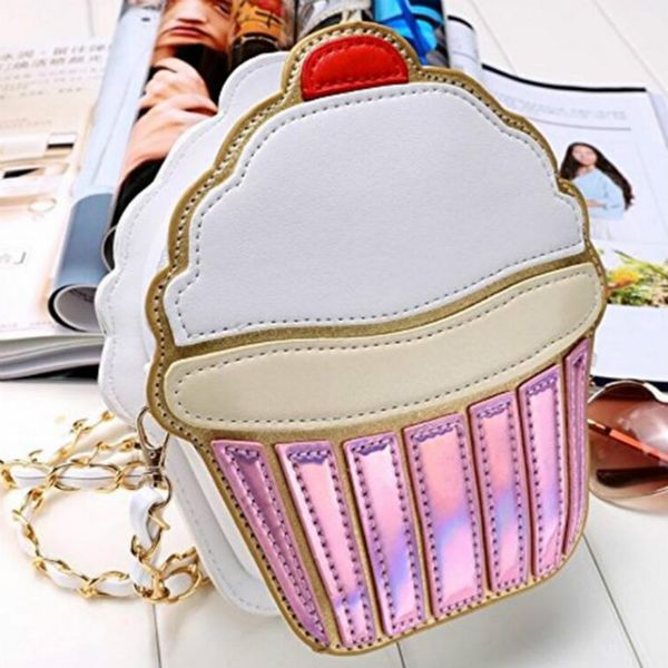 

Hot Ice Cream Bag Fashion 2D Funny Ice Cream Cupcake Handbag Messenger Zipper Bag Purse Crossbody Splicing Messenger Body Key Bag