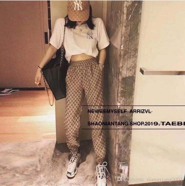 

social woman designer loose web celebrity elastic waist retro belted trousers luxury women's fashion casual trousers, Black;white