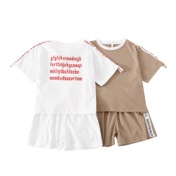 

детский набор мальчиков лето 2019 новый ближний одежды детей с коротким рукавом назад печать ribbon set tide boutique детская одежда, White