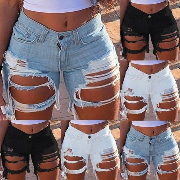 

women summer fashion jeans shorts ripped hole denim shorts ladies casual skinny bodycon plus size s-5xl, White;black