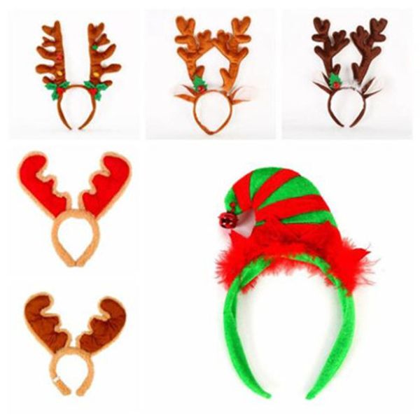

xmas headband 3d antlers snowman santa xmas hat printed hair band xmas antler hair accessories flannelette antler hairstick decor wy474q-1, Silver