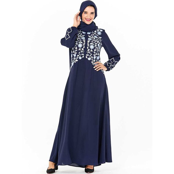 

european and american fashion arab women's dress gown saudi arabia muslim casual long dress abaya namibia long sleeve, Red