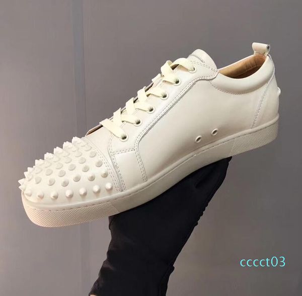 

2018 new designer sneakers low cut spikes flats shoes red bottom for men and women leather sneakers party designer shoes ct03, Black