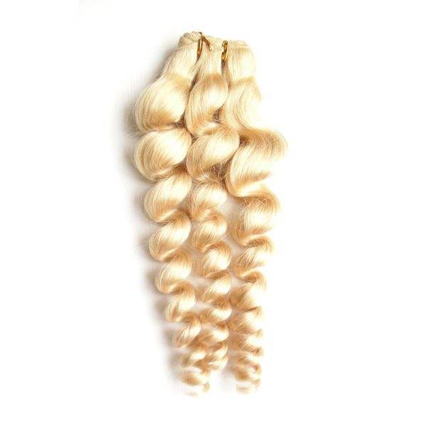 Свободная волна Бразильские волосы Плетение Волос Пучки 1 Пучок 100% Человеческие Волосы Свободная Волна 1 Соточные Блондинка Цвет Remy Волосы
